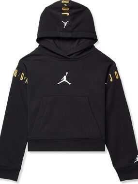Jordan Black Hoodie Girls with White and Gold Details - size medium